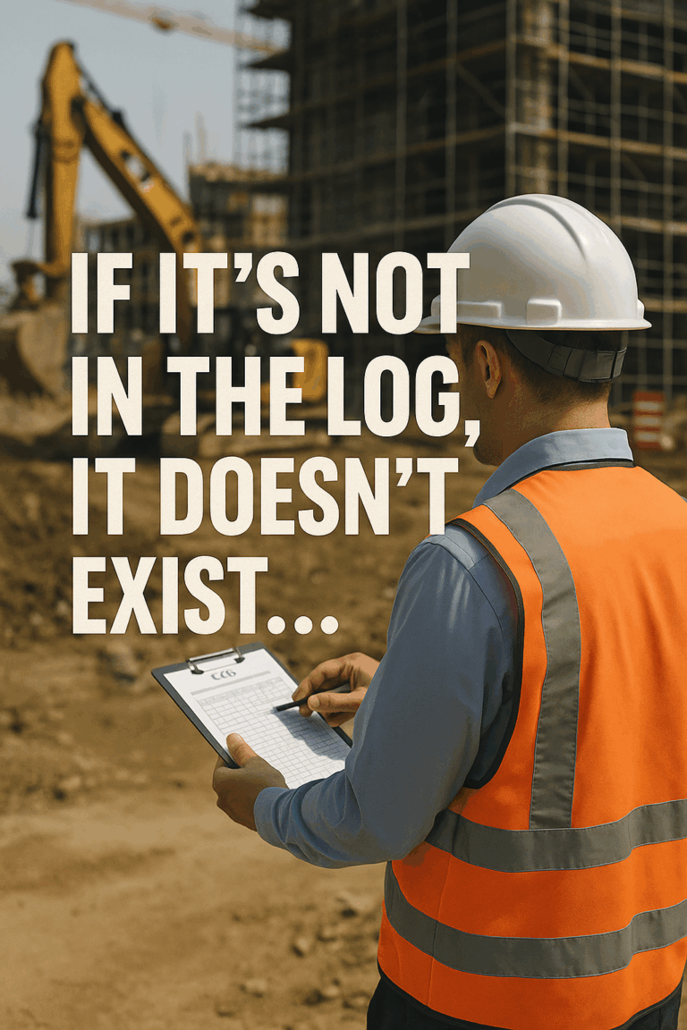 A construction manager using a log
