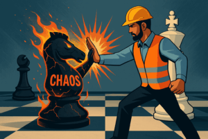 Playing chess with chaos in construction